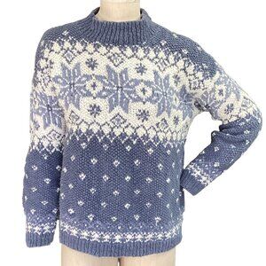 Jones New York Sport Fair Isle Nordic Ski Mock Neck Knit Sweater Sz S #57V